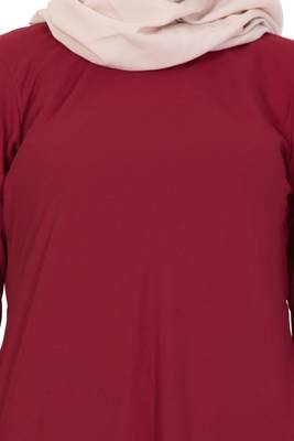 Maroon kashibo Plain Stitched Islamic Abaya 5