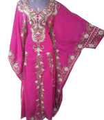 Hot Pink Georgette Kaftan Dress with Golden Zari Work