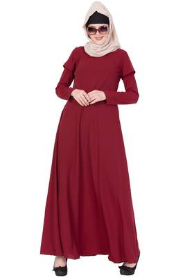 Maroon kashibo Plain Stitched Islamic Abaya 6