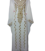 Off White Embroidered Georgette Stitched Islamic Kaftan