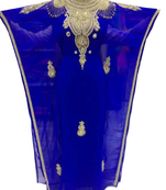 Royal Blue Embroidered Georgette Stitched Islamic Kaftan