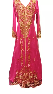 Pink Embroidered Georgette Stitched Islamic Kaftan 1