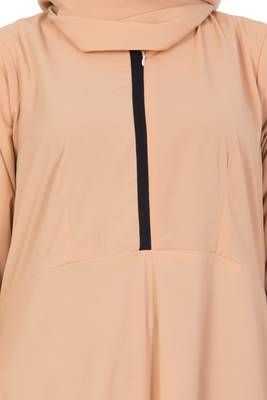 Beige Nida Plain Stitched Islamic Abaya 5