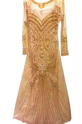 Cream Embroidered Georgette Stitched Islamic Kaftan
