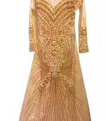 Cream Embroidered Georgette Stitched Islamic Kaftan