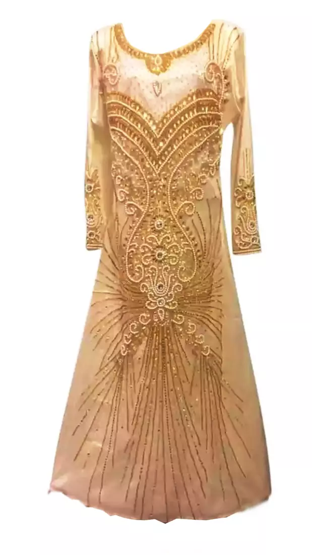 Cream Embroidered Georgette Stitched Islamic Kaftan