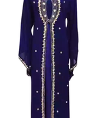 Navy Blue Embroidered Georgette Stitched Islamic Kaftan
