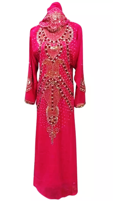 Pink Embroidered Georgette Stitched Islamic Kaftan 1