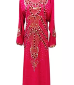 Pink Embroidered Georgette Stitched Islamic Kaftan