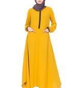 Mustard Yellow Nida Plain Stitched Islamic Abaya