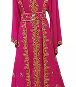 Pink Embroidered Georgette Stitched Islamic Kaftan