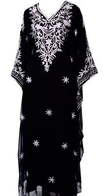 Black Embroidered Georgette Stitched Islamic Kaftan 1