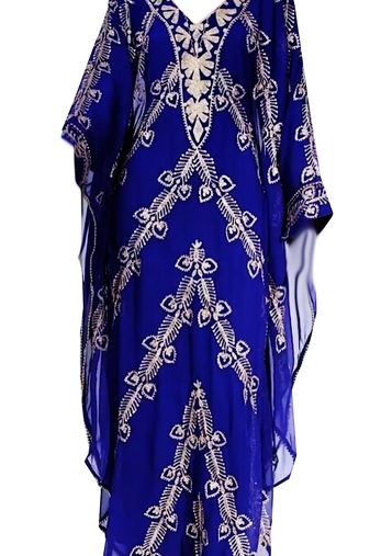 Blue Embroidered Georgette Stitched Islamic Kaftan