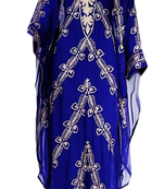 Blue Embroidered Georgette Stitched Islamic Kaftan