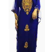 Royal Blue Embroidered Georgette Stitched Islamic Kaftan