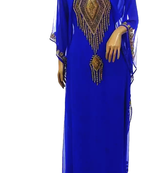 Royal Blue Embroidered Georgette Stitched Islamic Kaftan