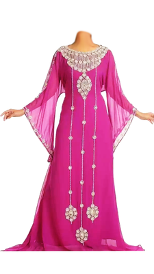Pink Embroidered Georgette Stitched Islamic Kaftan 1