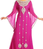 Pink Embroidered Georgette Stitched Islamic Kaftan