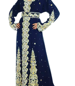 Navy Blue Embroidered Georgette Stitched Islamic Kaftan