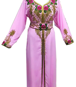 Light Pink Embroidered Georgette Stitched Islamic Kaftan