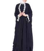 Black kashibo Plain Stitched Islamic Abaya