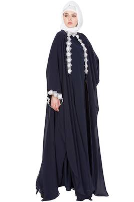Black kashibo Plain Stitched Islamic Abaya 3