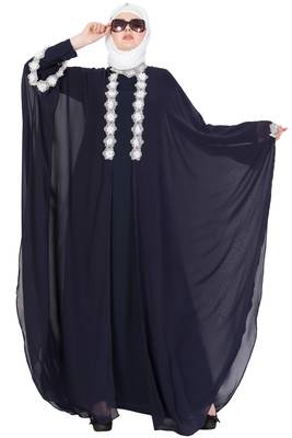 Black kashibo Plain Stitched Islamic Abaya 5