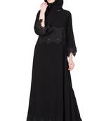 Black Nida Embroidered Stitched Islamic Abaya