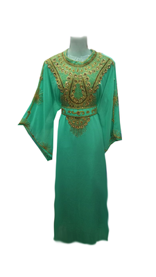 Sea Green Embroidered Georgette Stitched Islamic Farasha 1
