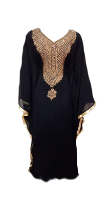 Black Embroidered Georgette Stitched Islamic Farasha 1
