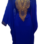 Royal Blue Embroidered Georgette Stitched Islamic Farasha
