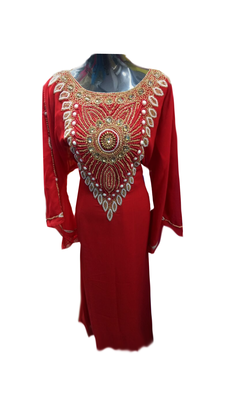 Maroon Embroidered Georgette Stitched Islamic Farasha 1