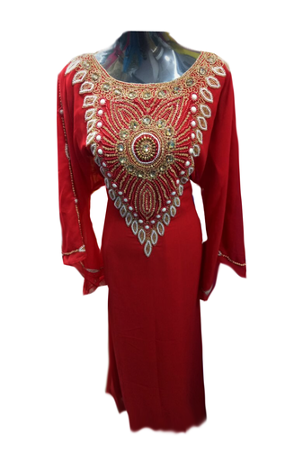 Maroon Embroidered Georgette Stitched Islamic Farasha