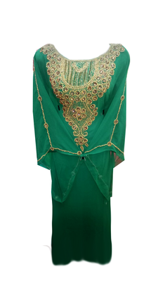 Green Embroidered Georgette Stitched Islamic Farasha 1