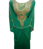 Green Embroidered Georgette Stitched Islamic Farasha