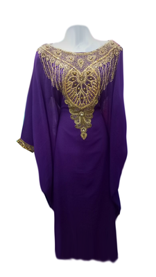 Purple Embroidered Georgette Stitched Islamic Farasha 1