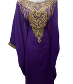 Purple Embroidered Georgette Stitched Islamic Farasha