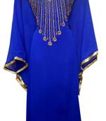 Royal Blue Embroidered Georgette Stitched Islamic Farasha