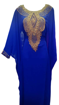 Royal Blue Embroidered Georgette Stitched Islamic Farasha 1