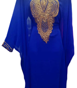 Royal Blue Embroidered Georgette Stitched Islamic Farasha