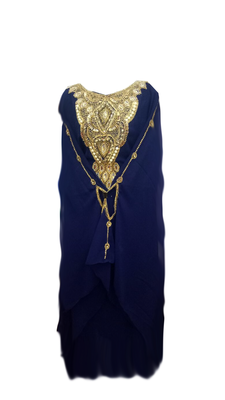 Navy Blue Embroidered Georgette Stitched Islamic Farasha 1