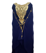 Navy Blue Embroidered Georgette Stitched Islamic Farasha