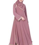 Puce Pink Nida Plain Stitched Islamic Abaya