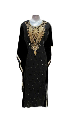 Black Embroidered Georgette Stitched Islamic Farasha 1