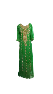 Green Embroidered Georgette Stitched Islamic Farasha 1