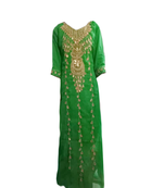 Green Embroidered Georgette Stitched Islamic Farasha