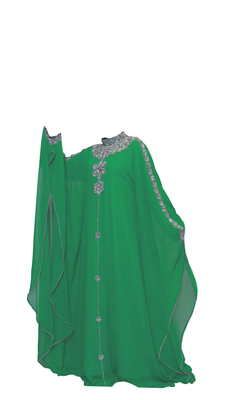 Green Embroidered Georgette Stitched Islamic Farasha 1
