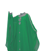 Green Embroidered Georgette Stitched Islamic Farasha