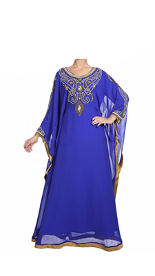Blue Embroidered Georgette Stitched Islamic Farasha 1