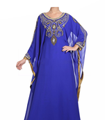 Blue Embroidered Georgette Stitched Islamic Farasha